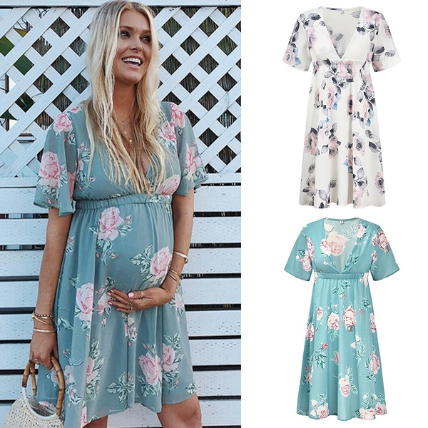 Summer Maternity Dress Floral Print ...